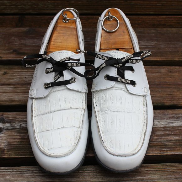Mauri White Crocodile and Calf Driving Shoe, Size 43, made in Italy, EUC - Picture 3 of 12